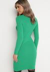 Zielona Dopasowana Sukienka Mini Ozdobiona Cyrkoniami Abercio