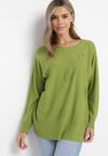 Jasnozielony Sweter z Rękawem Nietoperz Zefirada