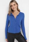 Granatowy Kardigan na Guziki Rissela