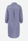 Granatowa Sukienka Midi w Paski o Koszulowym Kroju Bedfeli