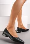 Czarne Czółenka na Niskim Obcasie z Metaliczną Wstawką i Noskiem w Szpic Tinariva