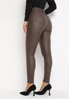 Brązowe Modelujące Spodnie Skinny z Imitacji Skóry Natividade