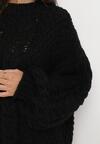 Czarny Sweter Oversize z Szerokim Splotem Voronin