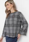 Ciemnoszary Sweter w Kratkę Burberry z Szerokimi Rękawami Gremese