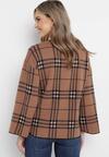 Ciemnobeżowy Sweter w Kratkę Burberry z Szerokimi Rękawami Gremese