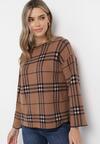 Ciemnobeżowy Sweter w Kratkę Burberry z Szerokimi Rękawami Gremese