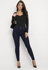 Granatowe Jeansy Skinny z Efektem Push Up Comino