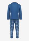 Niebieska Piżama 2-Częściowy Komplet z Długim Rękawem i Nadrukiem oraz Spodniami z Gumką w Pasie Junco