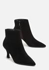 Czarne Botki na Niewysokiej Szpilce z Noskiem w Szpic Lidmea