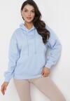 Jasnoniebieska Bluza Kangurka z Kapturem i Szeroką Kieszenią Rihea