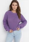 Ciemnofioletowy Sweter w Ozdobny Splot Suzann