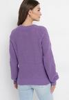 Ciemnofioletowy Sweter w Ozdobny Splot Suzann