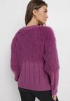 Fioletowy Sweter o Klasycznym Kroju z Puchatego Materiału Hellende