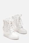 Białe Sneakersy na Ukrytym Koturnie z Szerokim Wiązaniem Judella