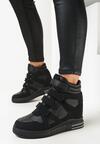 Czarne Sneakersy na Ukrytym Koturnie z Zapięciem na Rzepy Amria