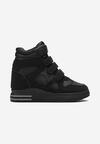 Czarne Sneakersy na Ukrytym Koturnie z Zapięciem na Rzepy Amria
