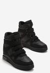 Czarne Sneakersy na Ukrytym Koturnie z Zapięciem na Rzepy Amria