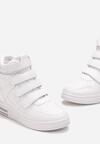 Białe Sneakersy na Ukrytym Koturnie z Zapięciem na Rzepy Amria