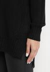 Czarny Sweter o Klasycznym Fasonie ze Ściągaczami Oretta