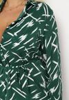 Zielona Sukienka Mini o Koszulowym Kroju w Abstrakcyjne Paseczki Mirattes