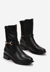 Czarne Botki za Kostkę z Ozdobną Klamerką Kleone