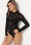 Czarne Body z Welurowym Wzorem Paisley Mairase