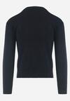 Granatowy Sweter z Trójkątnym Dekoltem i Wełną Mathie