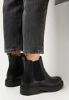Czarne Botki o Fasonie Sztybletów na Podeszwie z Protektorem Frankiti