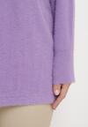 Fioletowy Sweter z Luźnymi Rękawami Typu Nietoperz Mevinla