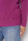 Fioletowy Sweter z Przeszyciami Maialle