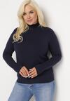 Granatowy Sweter z Golfem Erimessa