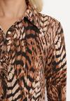 Brązowa Koszula Ozdobiona Wzorem w Tygrysie Paski Dobbane