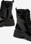 Czarne Lakierowane Botki Workery Ralotta