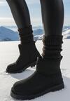 Czarne Wsuwane Botki Śniegowce na Grubej Podeszwie za Kostkę Vastor