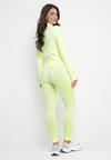 Żółty 3-Częściowy Komplet Top bez Rękawów Bluza na Suwak i Legginsy Push-Up Aleieve