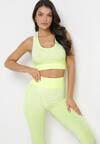Żółty 3-Częściowy Komplet Top bez Rękawów Bluza na Suwak i Legginsy Push-Up Aleieve