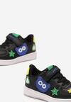 Czarne Buty Sportowe z Rzepem z Kolorowymi Naszywkami Akoppe