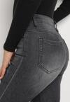 Czarne Jeansy Skinny z Wysokim Stanem i Przetarciami Cassina