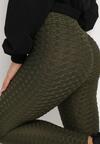 Ciemnozielone Legginsy Push Up Ozdobione Tłoczonym Wzorem Nanoune