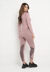 Jasnoróżowy Komplet 3-częściowy z Bluzą i Legginami oraz Topem Olinea