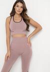 Jasnoróżowy Komplet 3-częściowy z Bluzą i Legginami oraz Topem Olinea