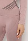 Jasnoróżowy Komplet 3-częściowy z Bluzą i Legginami oraz Topem Olinea