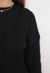 Czarny Sweter Ozdobiony Klasycznym Splotem Lacemisa
