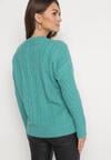 Zielony Sweter Ozdobiony Klasycznym Splotem Lacemisa