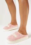 Różowe Kapcie Futrzane z Naszywką Alcikka