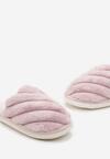 Różowe Klasyczne Wsuwane Kapcie ze Sztucznego Futerka Poletta