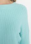 Jasnoniebieski Sweter o Klasycznym Kroju z Wytłoczonym Wzorem Gundall