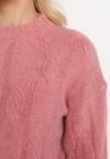 Ciemnoróżowy Sweter w Warkoczykowy Splot Biggesa