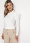 Biały Sweter z Bufiastymi Rękawami Narephine