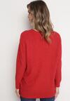 Czerwony Klasyczny Sweter z Długim Rękawem Darissa